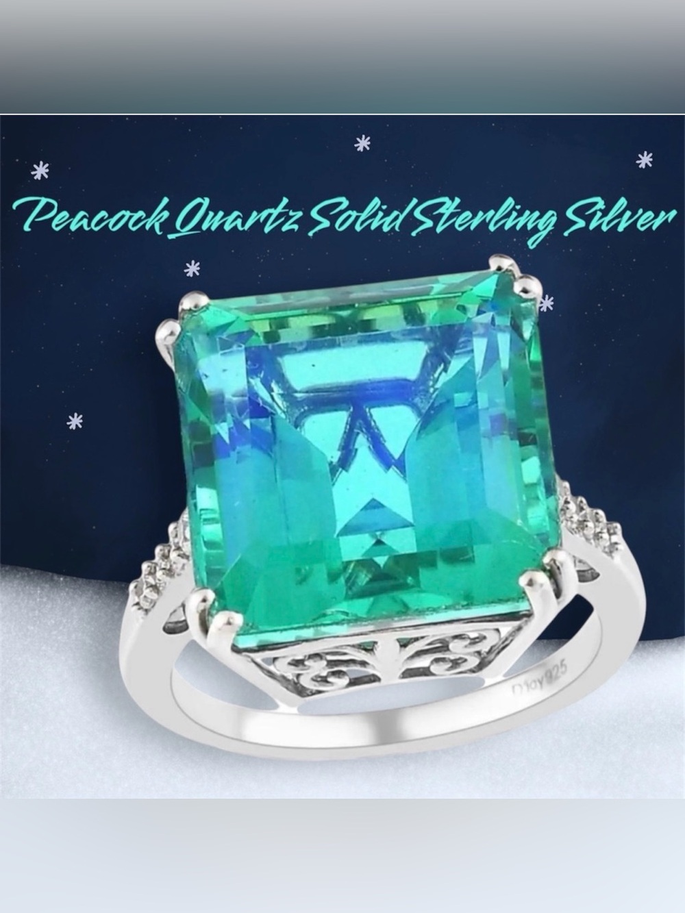 #SS30 Peacock 🦚 Quartz (Triplet) & White Zircon Ring 💍 Size 7 NWOT
